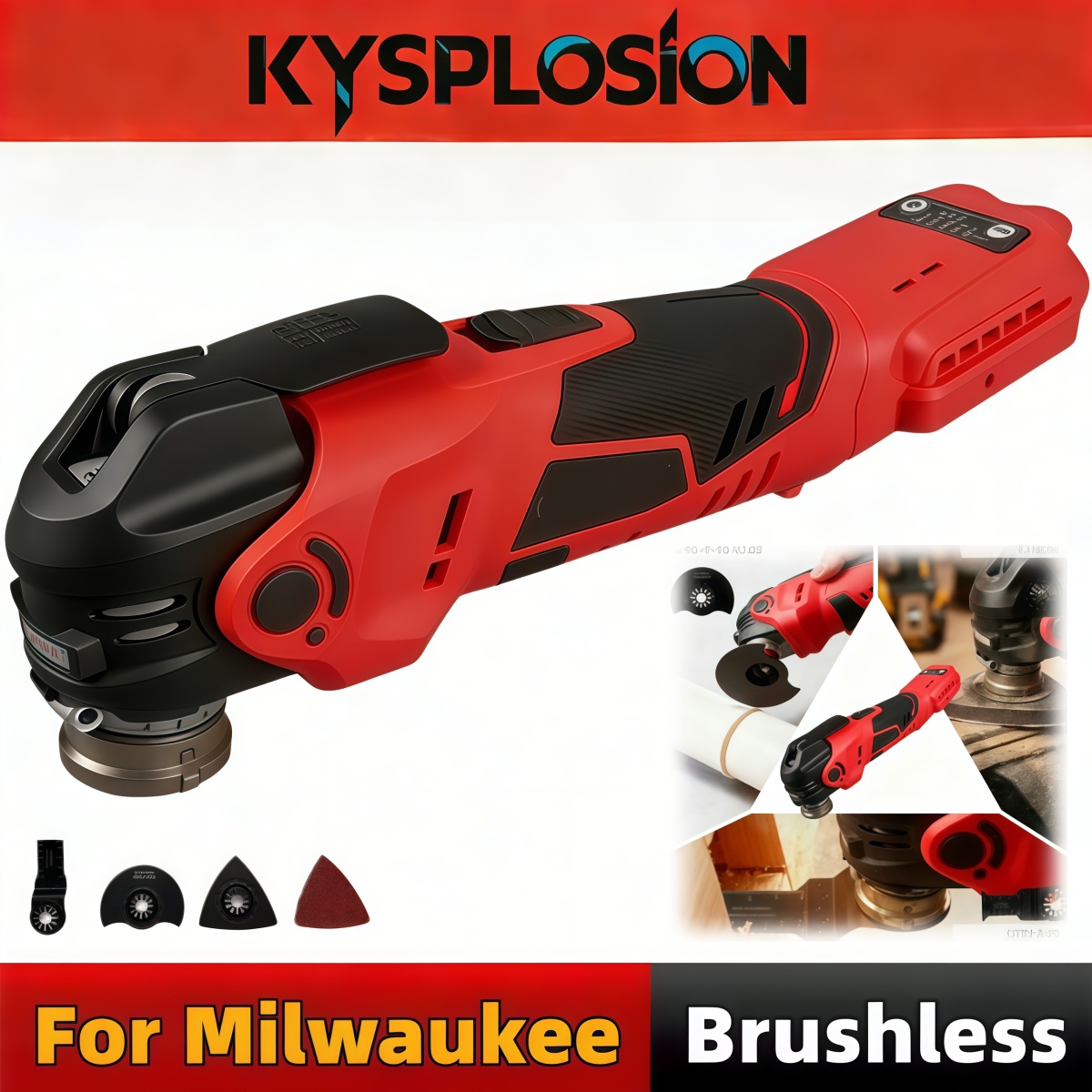 Oscillating Multi Tool - เครื่องมืออเนกประสงค์ไร้สายแบบสั่น 5 ระดับความเร็ว พร้อมใบเลื่อยไฟฟ้าและใบมีดตัด ใช้งานร่วมกับแบตเตอรี่ Milwaukee