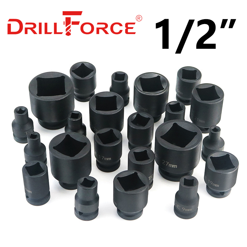 Power Tools Pneumatic - Drillforce 5-30 มม.ประแจผลกระทบซ็อกเก็ตสแควร์ไดร์เวอร์หัว 1/2 