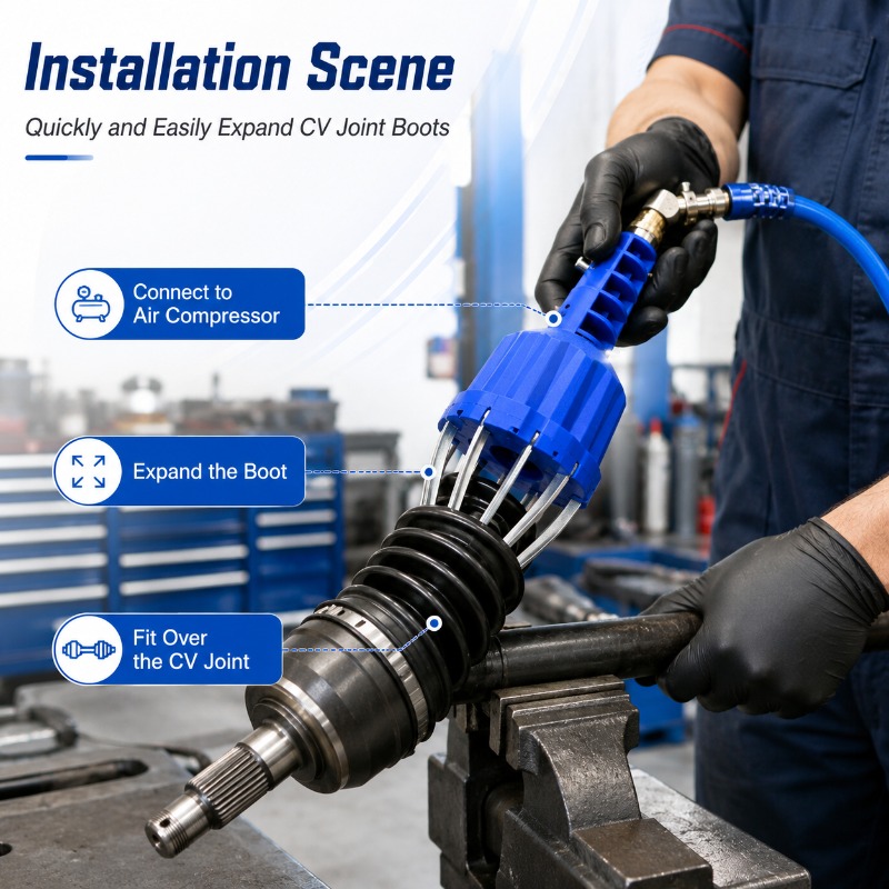 Power Tools Pneumatic - เครื่องมือขยายปลอกเพลาขับแบบลมอเนกประสงค์ 1 ชิ้น แรงดันลม 72-130PSI สำหรับติดตั้งปลอกเพลาขับในงานซ่อมบำรุงยานยนต์