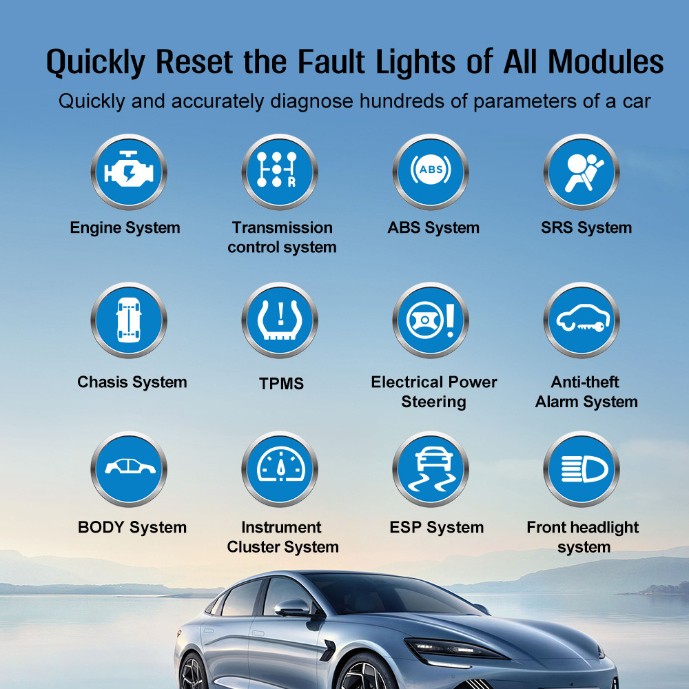 Power Tools English - เครื่องสแกนวิเคราะห์รถยนต์ OBD แบบมัลติฟังก์ชั่น รุ่นใหม่ TP02 พร้อมสายไฟ