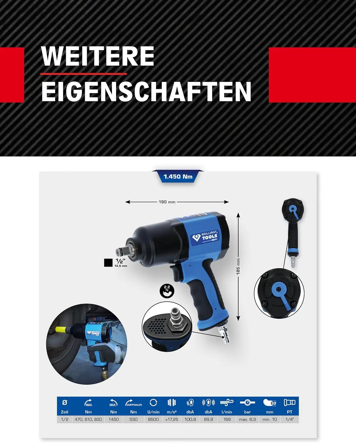BT160100 ประแจลมกระแทกขนาด 1/2 - Power Tools Pneumatic บทวิจารณ์และราคา